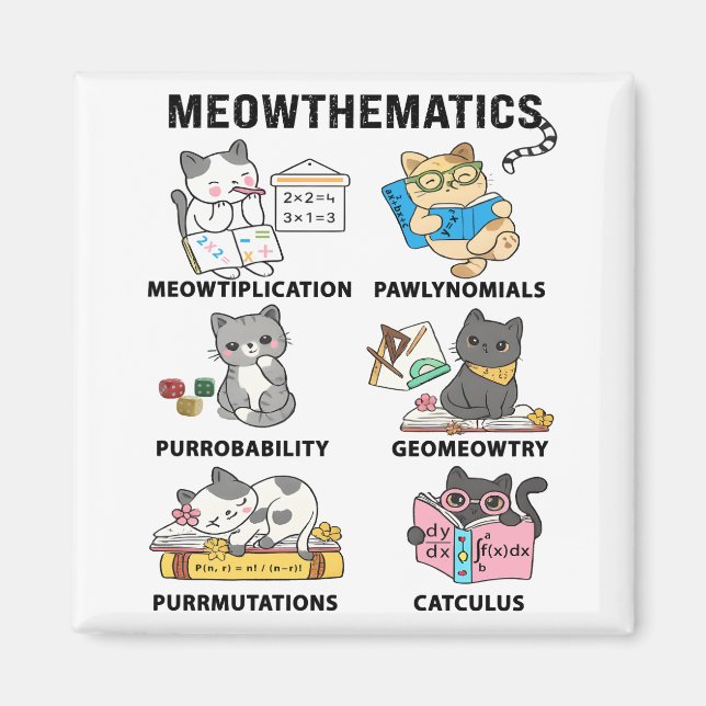 Meowthematics Funny Math Cat Puns For Math Lovers Magnet (Front)