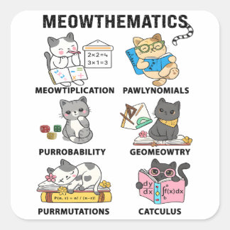 Meowthematics Funny Math Cat Puns For Math Lovers Square Sticker