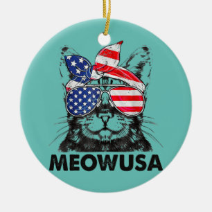 Meowusa Funny Cat Bun Sunglasses America Women Ceramic Ornament