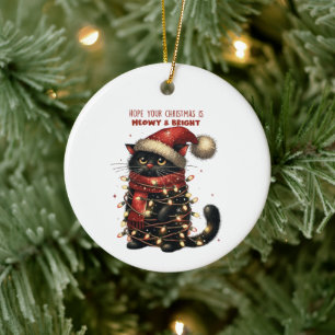 Meowy & Bright Cat Ceramic Ornament
