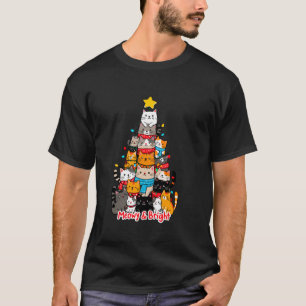 Meowy Bright Cat Christmas Tree Xmas Holidays Cats T-Shirt