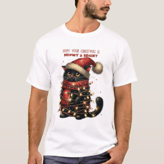 Meowy & Bright Cat Christmas Tshirt