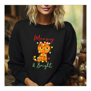 Meowy & Bright cute orange cat christmas lights Sweatshirt