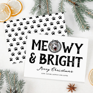 Meowy & Bright Doodle Cat Photo Christmas Holiday Card