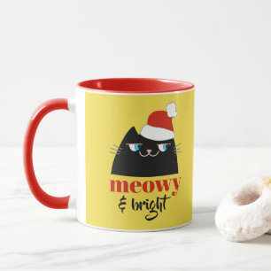 Meowy & Bright Personalised Black Cat Christmas Mug