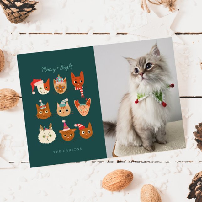 Meowy & Bright Winter Cats Photo Christmas Holiday Card (Creator Uploaded)