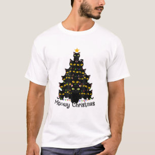Meowy Cat Christmas Tree Black Cats Happy Holidays T-Shirt