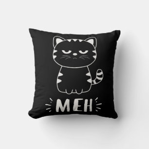 Meowy Cat Lovers Women Girls Meh Cat - Funny Cat Cushion