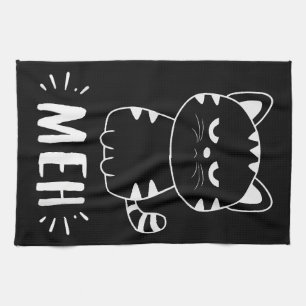 Meowy Cat Lovers Women Girls Meh Cat - Funny Cat Tea Towel