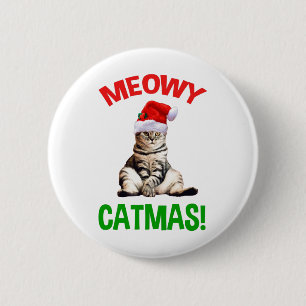 Meowy Catmas! 6 Cm Round Badge