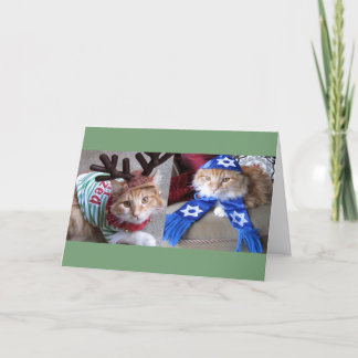 Meowy Catmas and Happy Paw-nukkah! Holiday Card