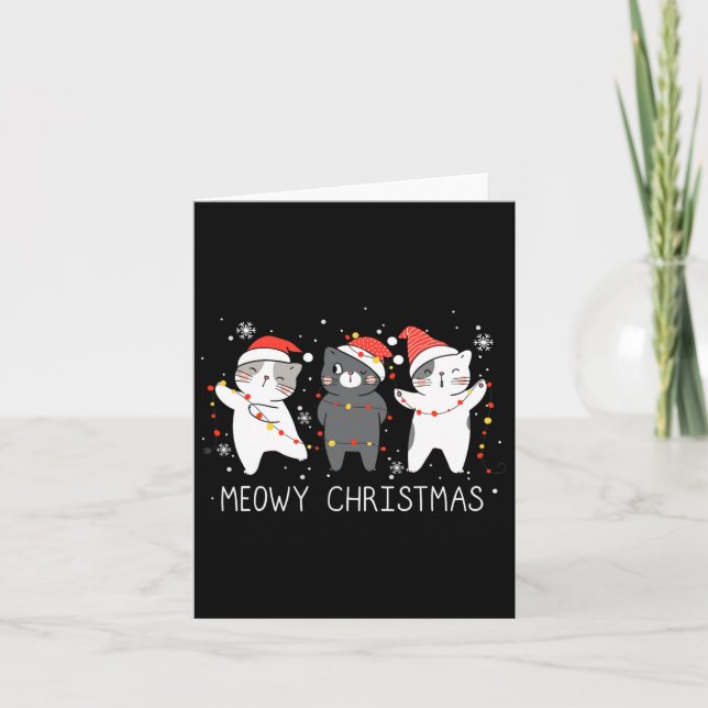 Meowy Catmas Cat Christmas Cute Cats Lover Santa H Card (Front)