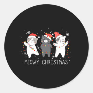 Meowy Catmas Cat Christmas Cute Cats Lover Santa H Classic Round Sticker