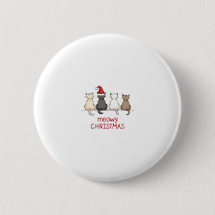 Meowy Catmas Cat Christmas Cute Kitten Cats Santa  6 Cm Round Badge