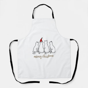 Meowy Catmas Cat Christmas Cute Kitten Cats Santa  Apron