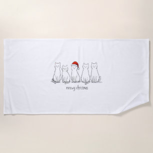 Meowy Catmas Cat Christmas Cute Kitten Cats Santa  Beach Towel