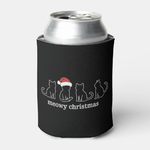 Meowy Catmas Cat Christmas Cute Kitten Cats Santa Can Cooler