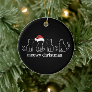 Meowy Catmas Cat Christmas Cute Kitten Cats Santa Ceramic Ornament