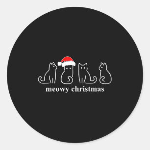 Meowy Catmas Cat Christmas Cute Kitten Cats Santa Classic Round Sticker