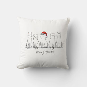 Meowy Catmas Cat Christmas Cute Kitten Cats Santa  Cushion