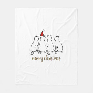Meowy Catmas Cat Christmas Cute Kitten Cats Santa Fleece Blanket