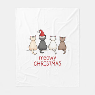 Meowy Catmas Cat Christmas Cute Kitten Cats Santa Fleece Blanket