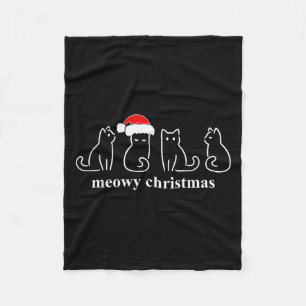 Meowy Catmas Cat Christmas Cute Kitten Cats Santa  Fleece Blanket