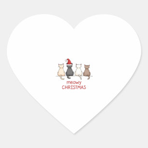 Meowy Catmas Cat Christmas Cute Kitten Cats Santa Heart Sticker