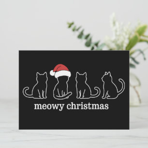 Meowy Catmas Cat Christmas Cute Kitten Cats Santa  Holiday Card