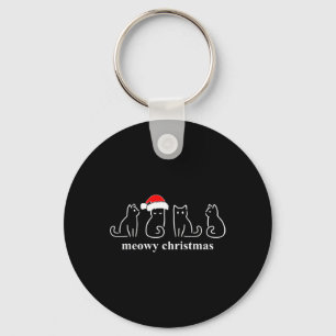 Meowy Catmas Cat Christmas Cute Kitten Cats Santa Key Ring
