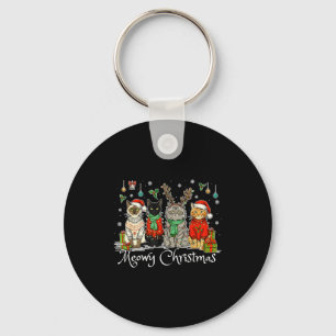 Meowy Catmas Cat Christmas Cute Kitten Cats Santa Key Ring