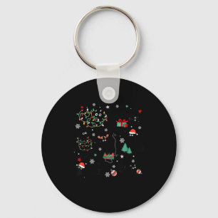 Meowy Catmas Cat Christmas Cute Kitten Cats Santa  Key Ring