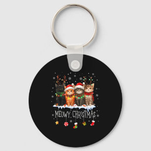 Meowy Catmas Cat Christmas Cute Kitten Cats Santa  Key Ring