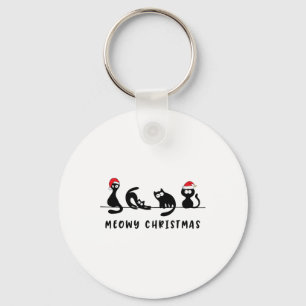 Meowy Catmas Cat Christmas Cute Kitten Cats Santa Key Ring