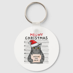 Meowy Catmas Cat Christmas Cute Kitten Cats Santa Key Ring
