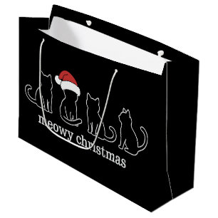 Meowy Catmas Cat Christmas Cute Kitten Cats Santa Large Gift Bag