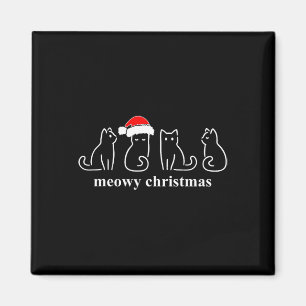 Meowy Catmas Cat Christmas Cute Kitten Cats Santa  Magnet