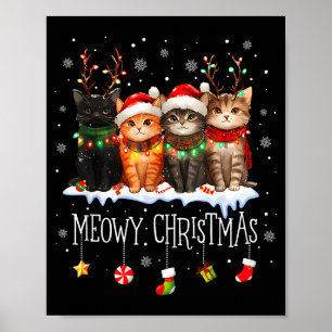 Meowy Catmas Cat Christmas Cute Kitten Cats Santa Poster