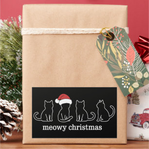 Meowy Catmas Cat Christmas Cute Kitten Cats Santa  Rectangular Sticker