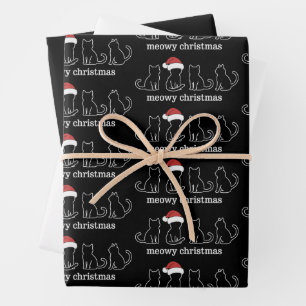 Meowy Catmas Cat Christmas Cute Kitten Cats Santa  Wrapping Paper Sheet