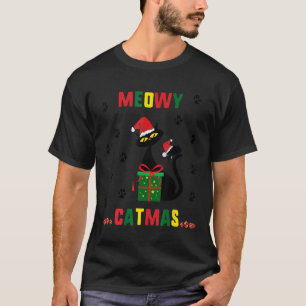 Meowy Catmas Cat Christmas Hats ree Xmas T-Shirt