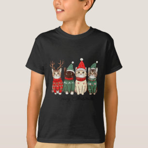 Meowy Catmas Cat Christmas Lights Xmas Pajamas Cat T-Shirt