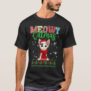 Meowy Catmas Cat Christmas Santa Scarf Ugly T-Shirt