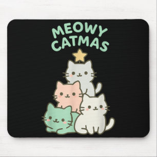 Meowy Catmas Cat Christmas Tree Cute Kitten Xmas K Mouse Pad