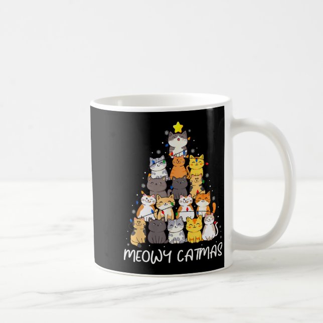 Meowy Catmas Cat Christmas Tree Merry Catmas Boys  Coffee Mug (Right)