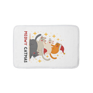 Meowy Catmas Cat Christmas Tree Xmas (2) Bath Mat