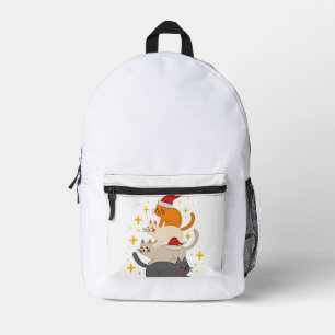 Meowy Catmas Cat Christmas Tree Xmas (2) Printed Backpack
