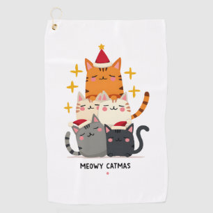 Meowy Catmas Cat Christmas Tree Xmas (3) Golf Towel