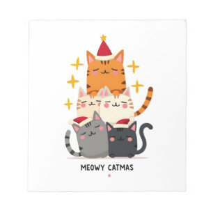 Meowy Catmas Cat Christmas Tree Xmas (3) Notepad