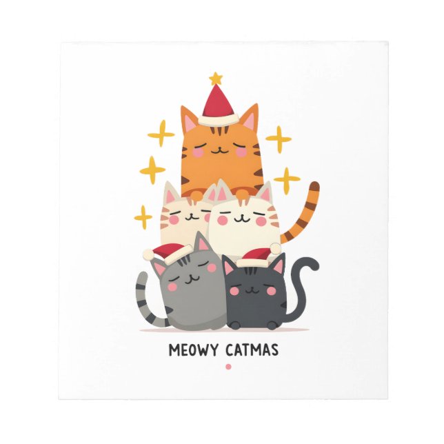 Meowy Catmas Cat Christmas Tree Xmas (3) Notepad (Front)